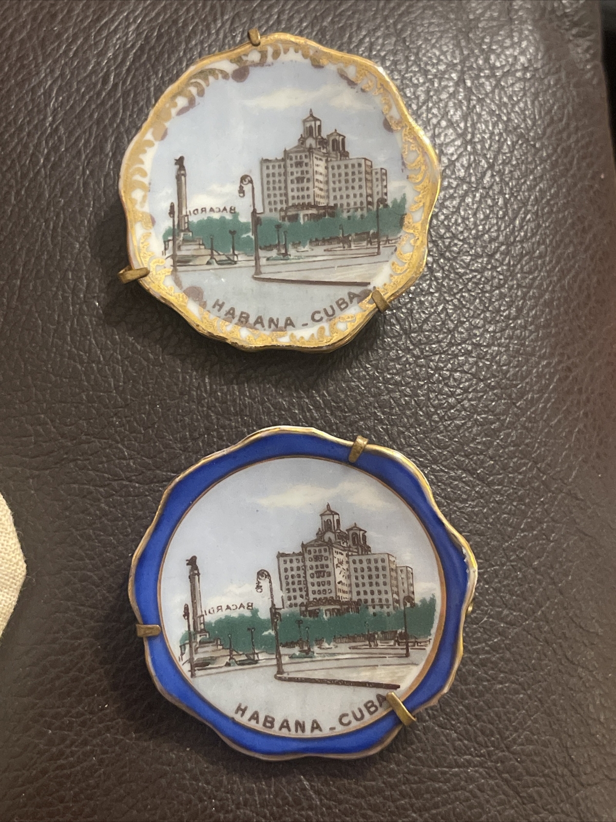 Limoges France Havana Habana Cuba Miniature Souvenir Plate Rare Set Of 2