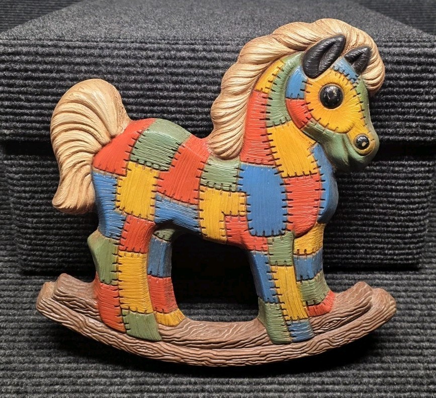 Vintage 1980s Frankies Designs Rocking Horse- Patchwork Design Foam Wall Hanging