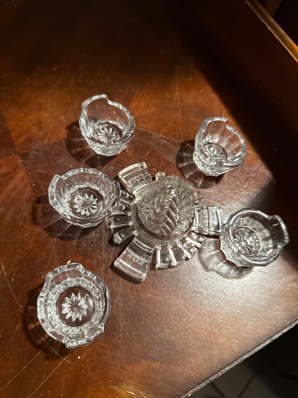 Victorian Pressed Glass Salt Dip Condiment Set