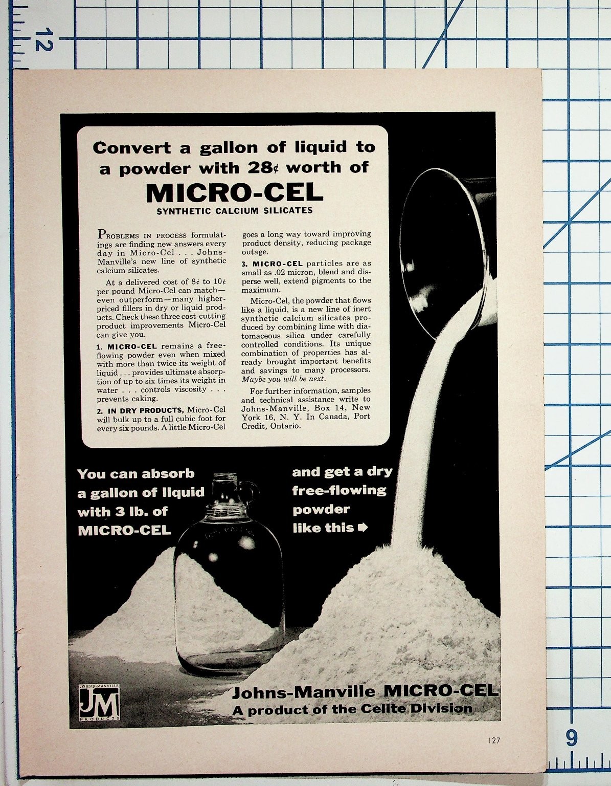 Vintage Johns-Manville MICRO-CEL Synthetic Calcium Silicates Ad Ephemera Vintage Johns-Manville MICRO-CEL Synthetic Calcium Silicates Ad Ephemera