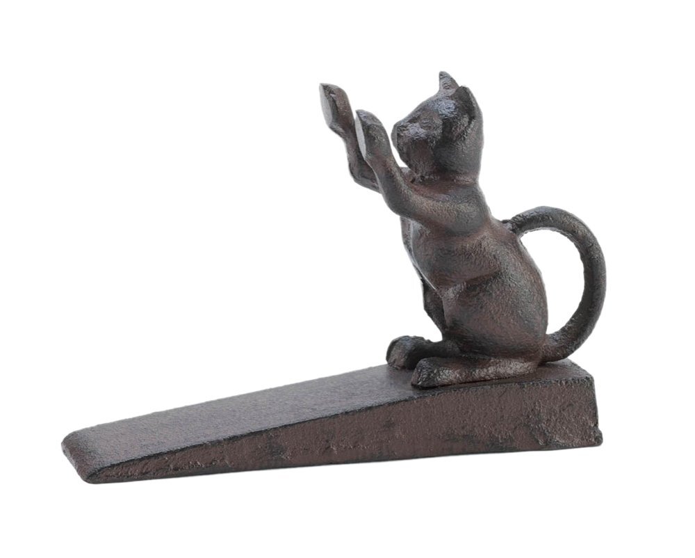 Cast Iron Cat Figurine Door Stopper Heavyweight 5 5 8 Inches High