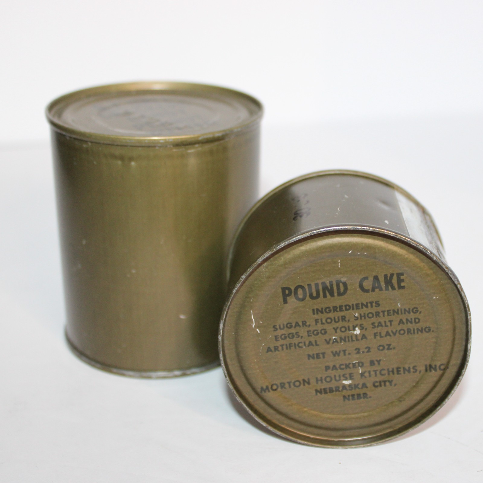 Vintage Vietnam War-era  (Unopened, No Key) US Military MCI/C-ration cans.