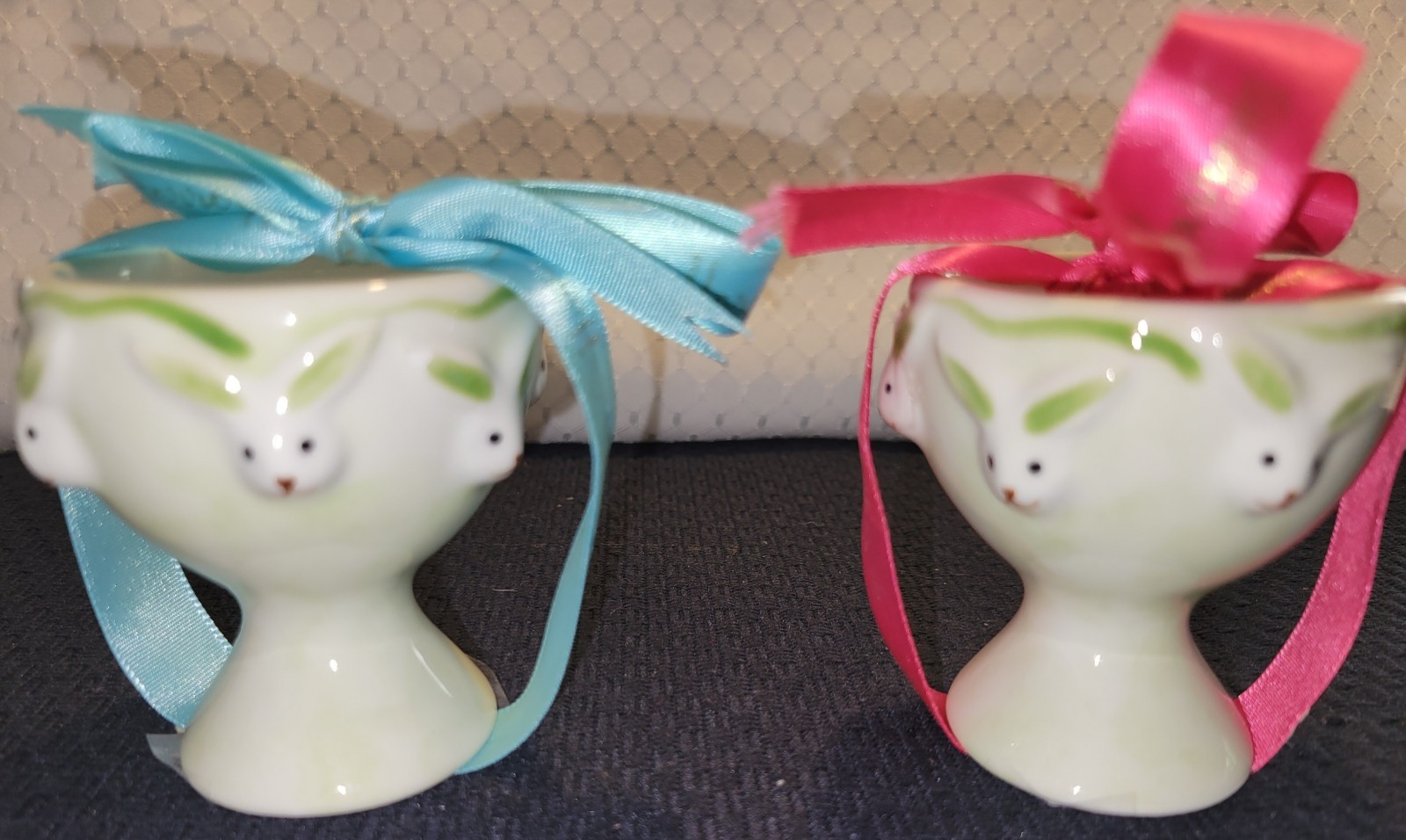 Vintage New  HARRODS KNIGHTSBRIDGE Easter Bunny PORCELAIN Egg Cup Set of 2