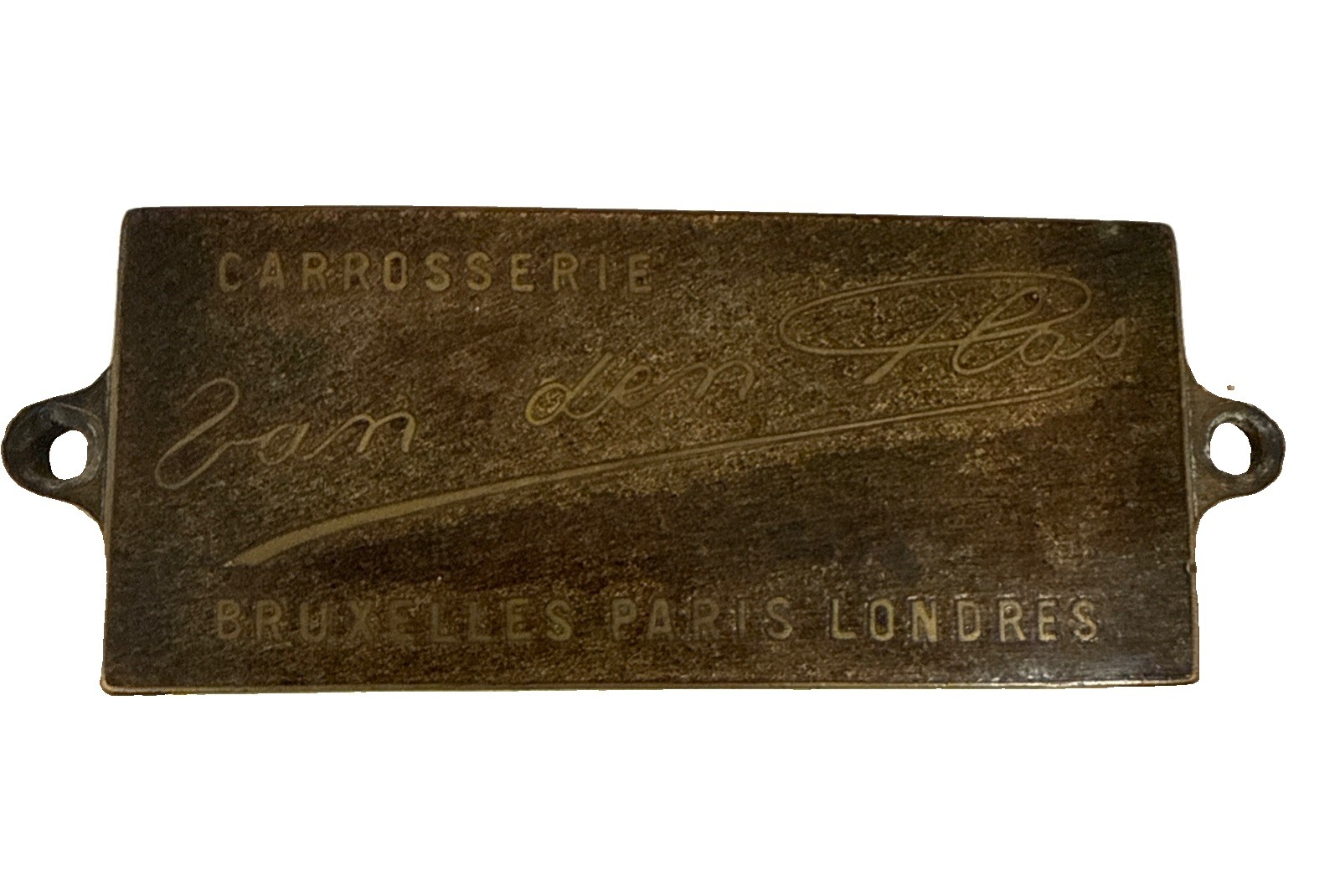 Vintage Carrosserie Van den Plas Coachbuilder Plaque Bruxelles • Paris • Londres