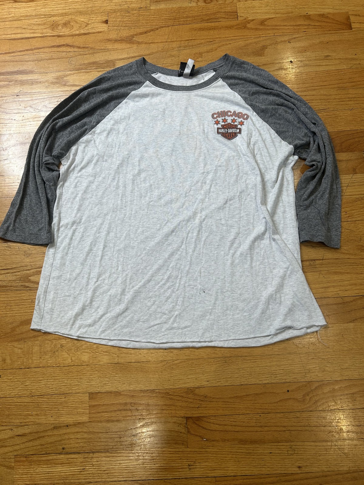 Harley-Davidson Chicago Raglan Baseball Tee Gray 3/4 Sleeve Large