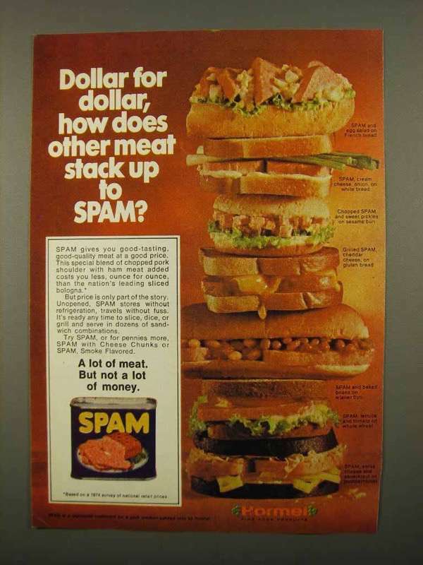 1975 Hormel SPAM Ad - Dollar for Dollar
