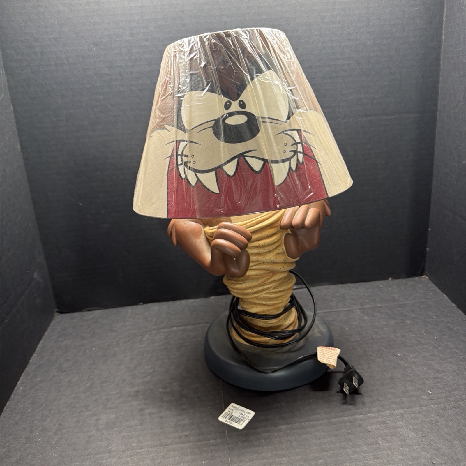 Looney Tunes Tasmanian Devil Taz Table Lamp Brown Beige Shade Black Cord