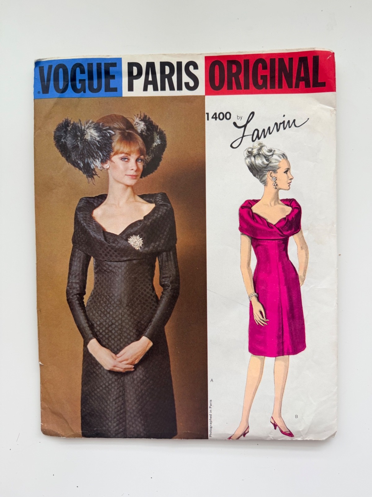 Vintage Vogue Paris Original 1400 Lanvin Evening Dress Sz 16 B36 Uncut, LABEL
