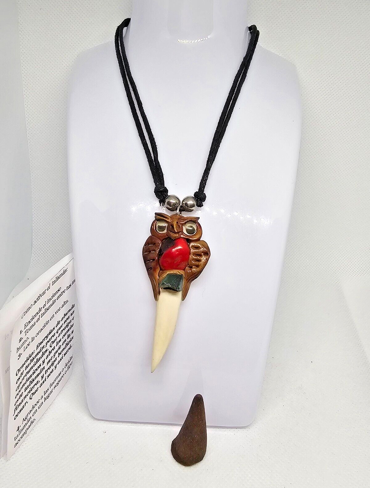 TALISMAN COLMILLO BUHO ORIGINAL / FANG NECKLACE DINERO SUERTE PROTECCION 
