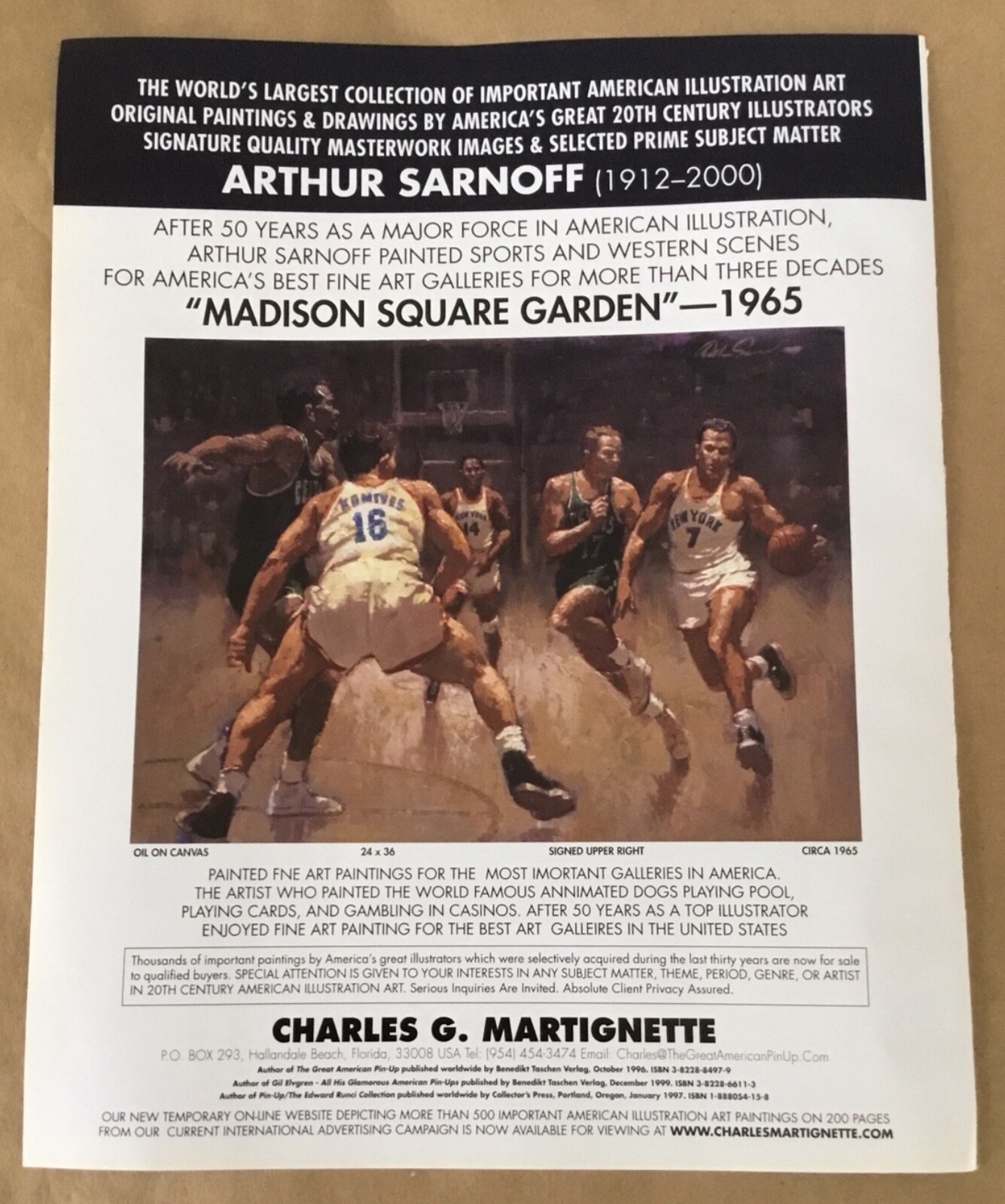 Arthur Sarnoff  Martignette gallery exhibition ad 2008 vintge art magazine print
