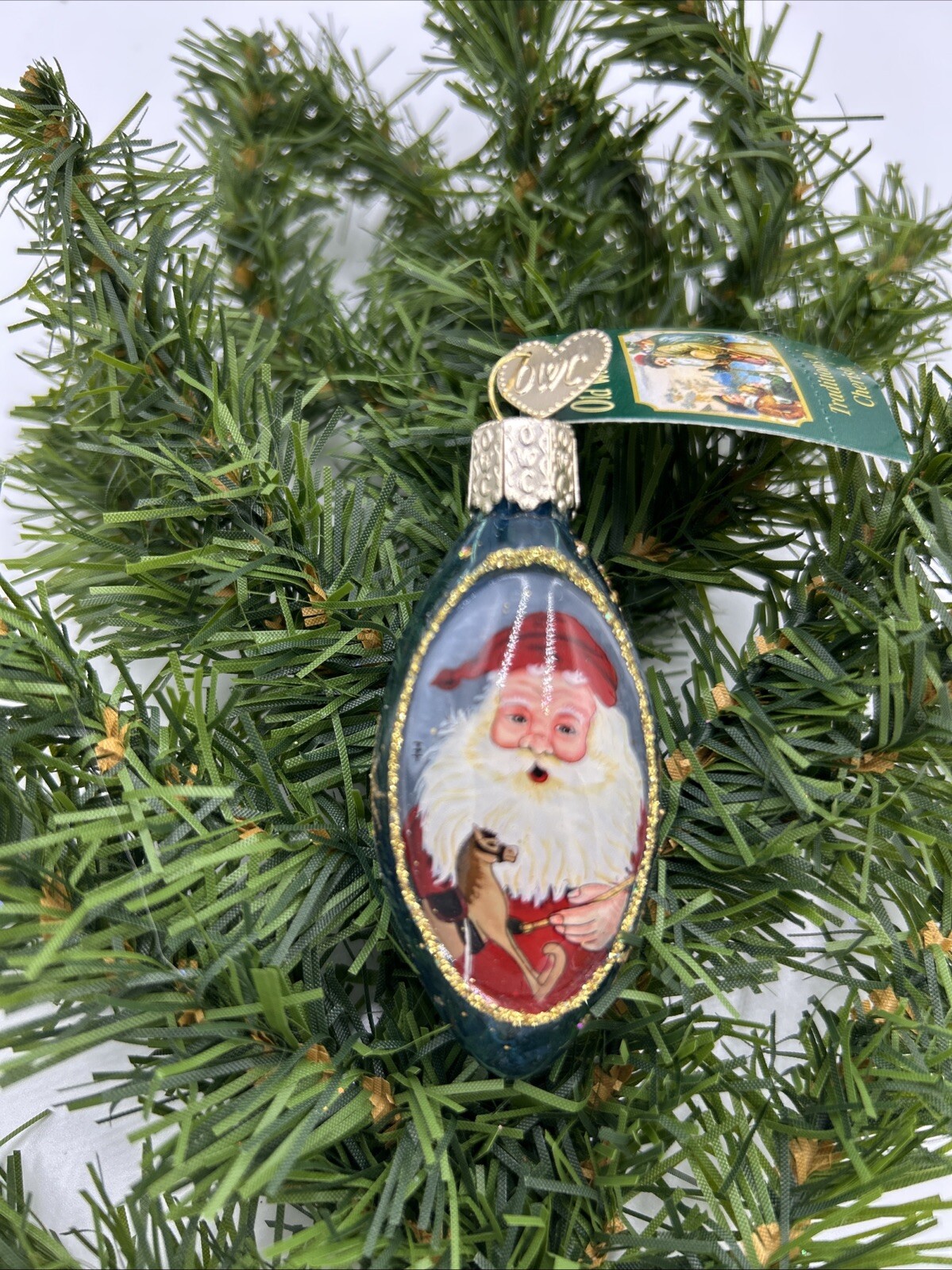 Old World Christmas INSIDE ART Blown Glass Toymaker Santa Ornament 2001 NOS