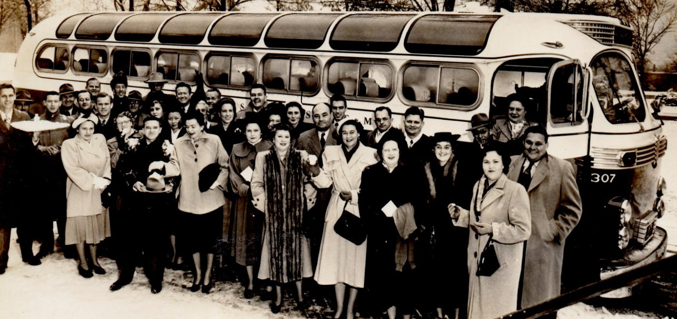 Tourist Group Photo Bus RPPC Postcard