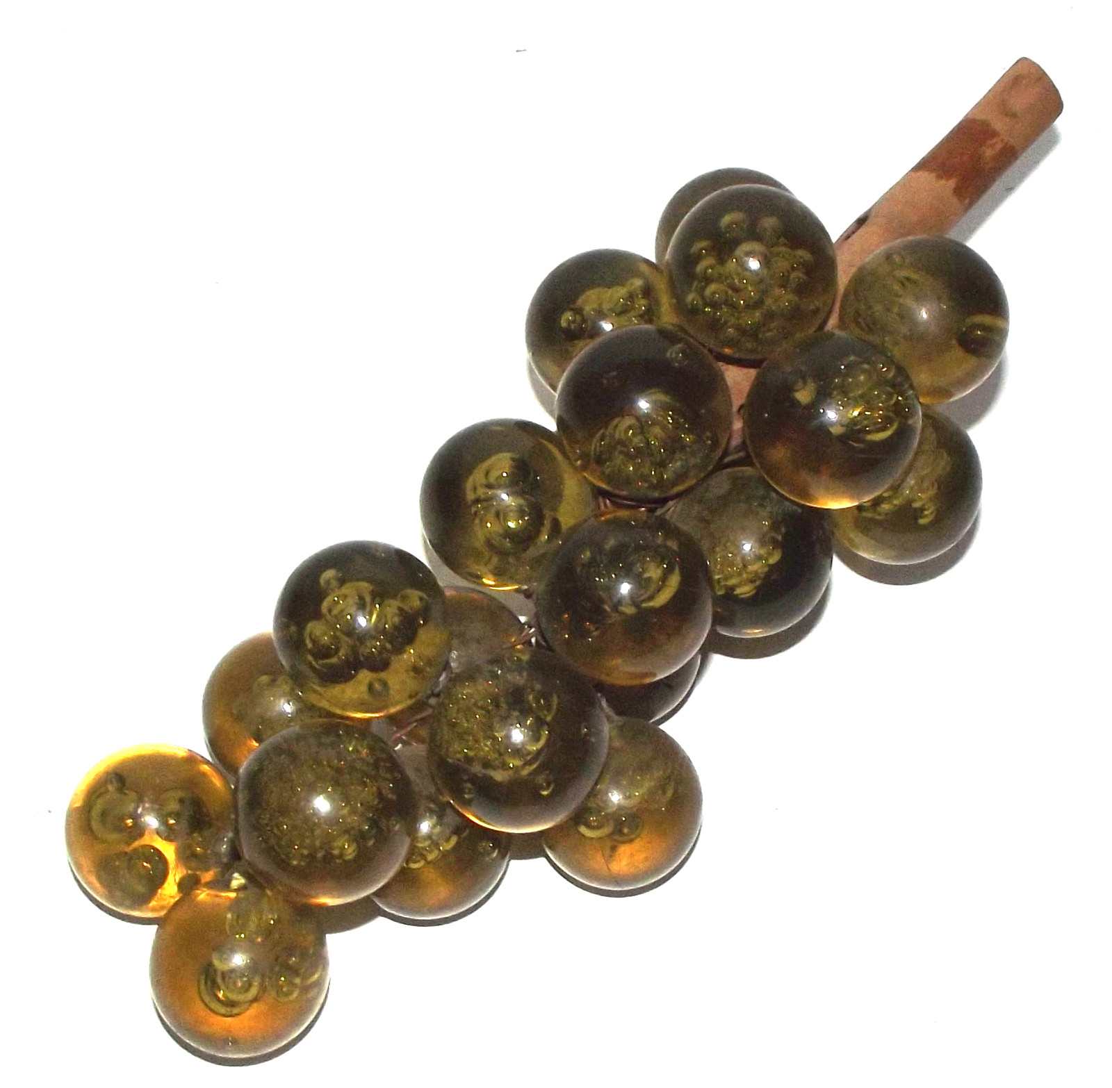 Vintage Mid-Century Modern Yellow-Green Lucite Grape Cluster - 9
