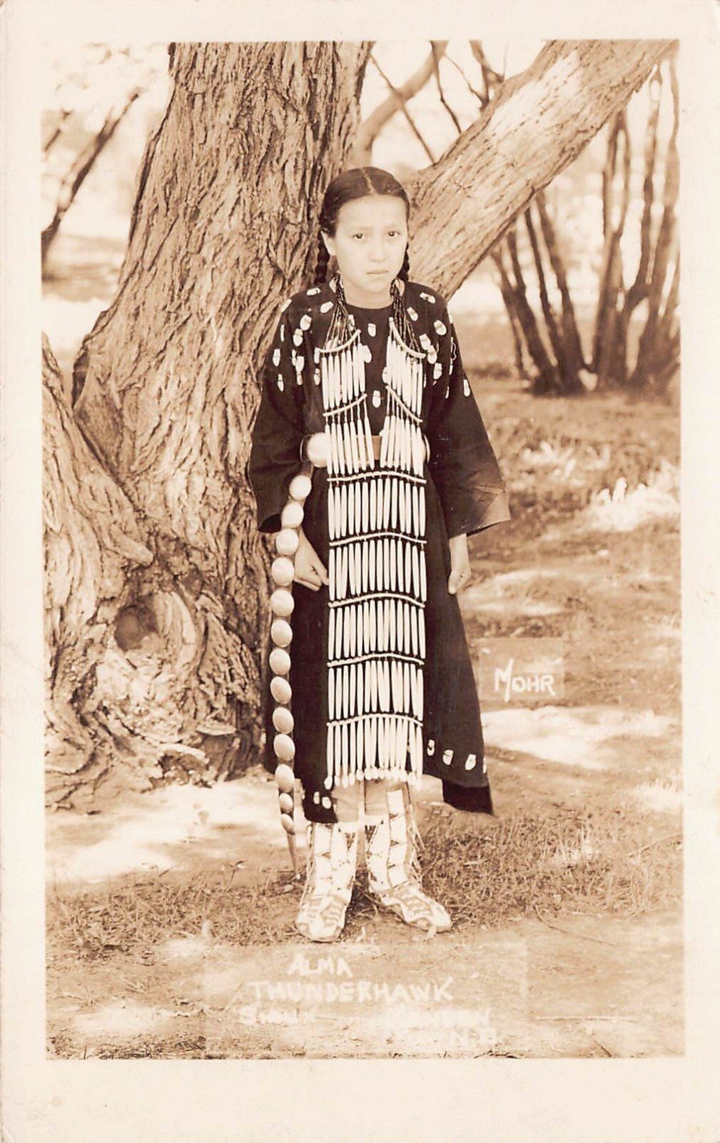RPPC Alma Thunderhawk Hunkpapa Sioux Little Bighorn Chief Fam Photo Postcard A51
