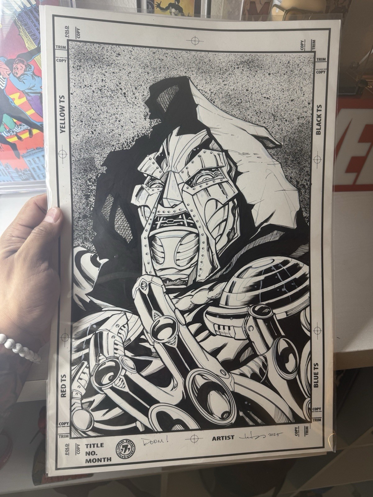 DR. DOOM Original Art 11x17 Sketch and Inked 1 of 1