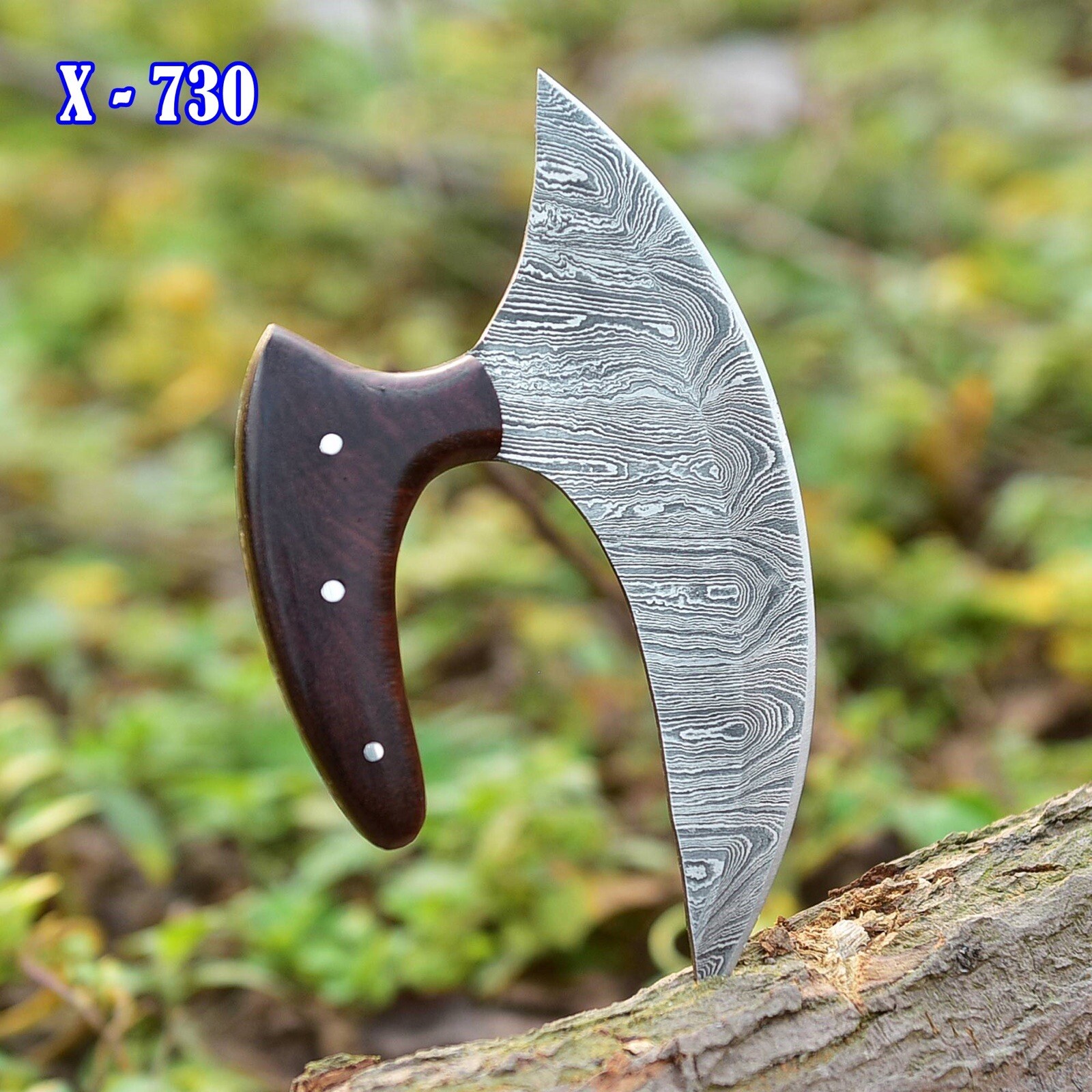 Alaska Ulu Knife W/Sheath HAND FORGED Damascus Steel Pizza Cutter Boning Chopper