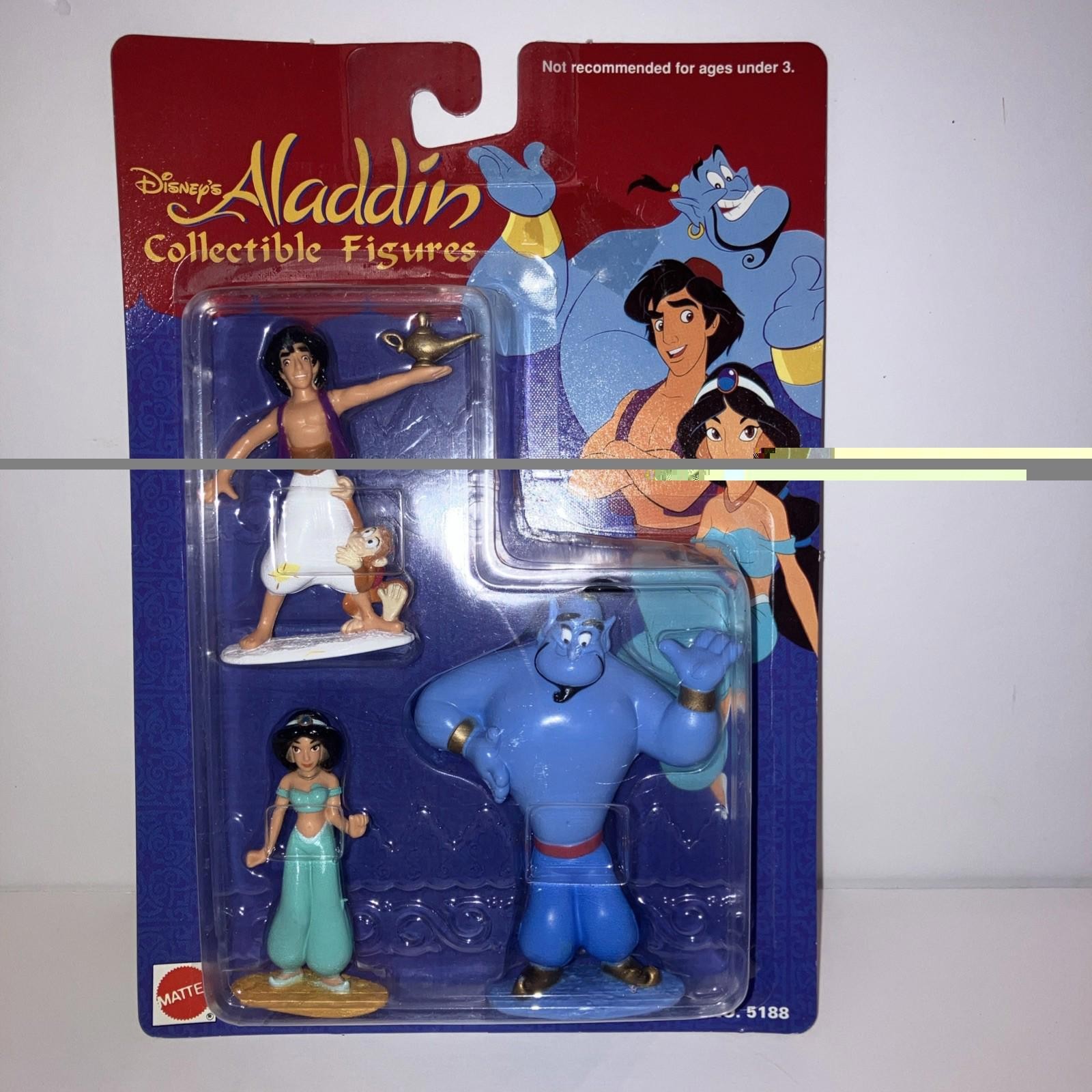 Vintage 93’ Disney\'s Aladdin figures Aladdin, Jasmine & Genie  Mattel NEW Sealed