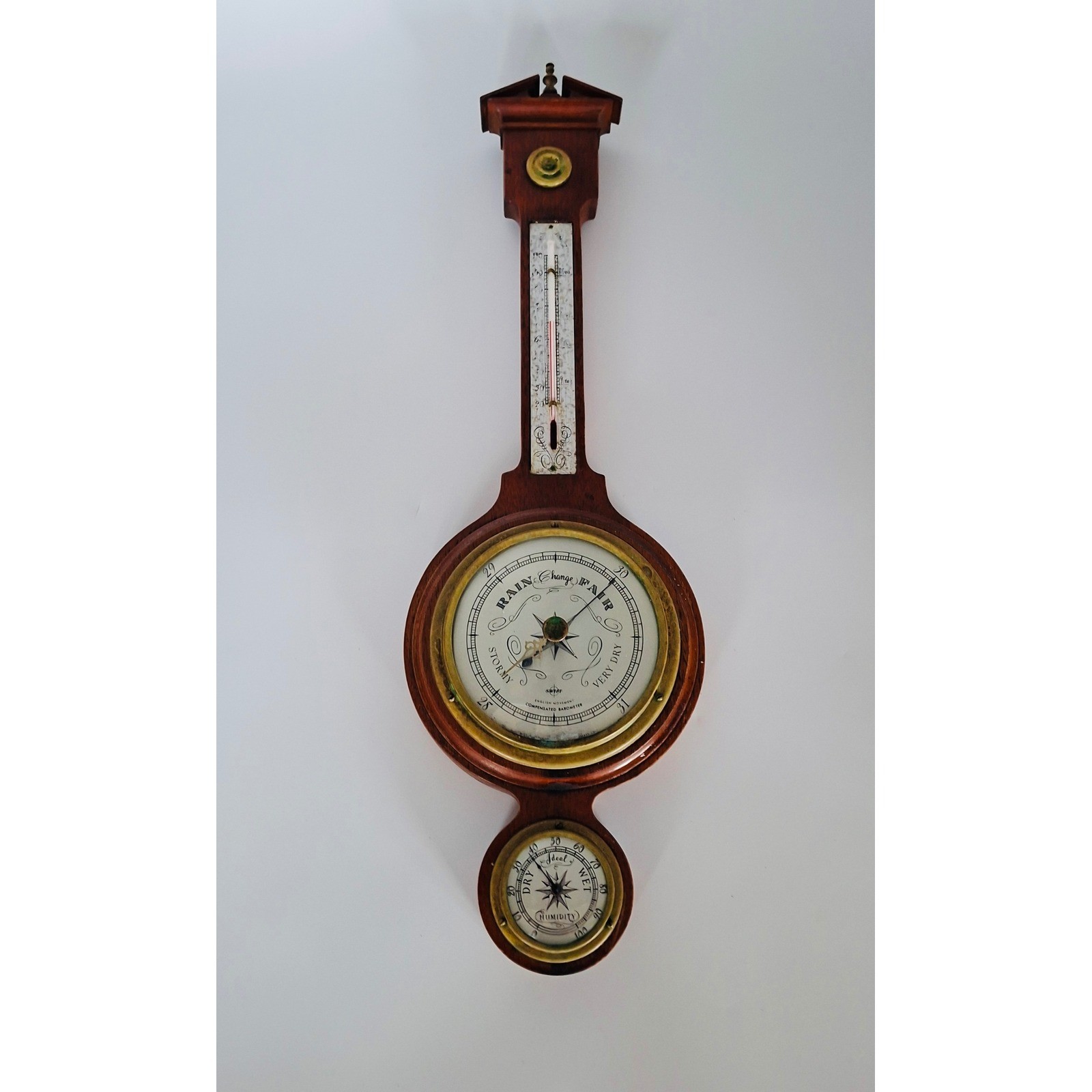 Vintage Swift & Anderson Mahogany Banjo Barometer Thermometer Hygrometer