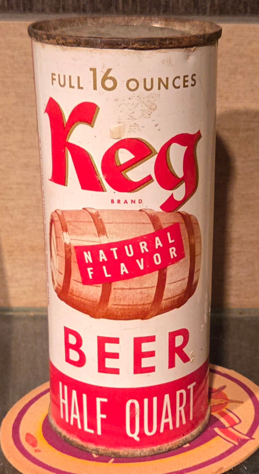 1962 16 OUNCE KEG FLAT BEER CAN MAIER BREWING LOS ANGELES CALIFORNIA EMPTY OPEN