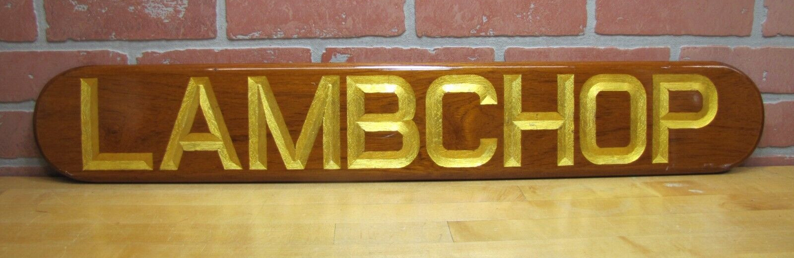 LAMBCHOP Vintage Wooden Nautical Ship Boat Plaque Sign Gold Lettering Ornate LAMBCHOP Vintage Wooden Nautical Ship Boat Plaque Sign Gold Lettering Ornate