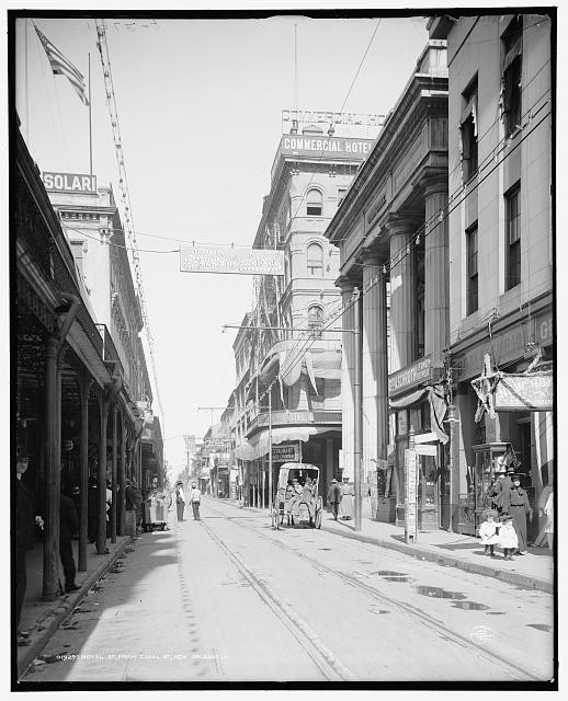 New Orleans Louisiana Royal St Canal St 1906 Commercial Hotel Street Scene