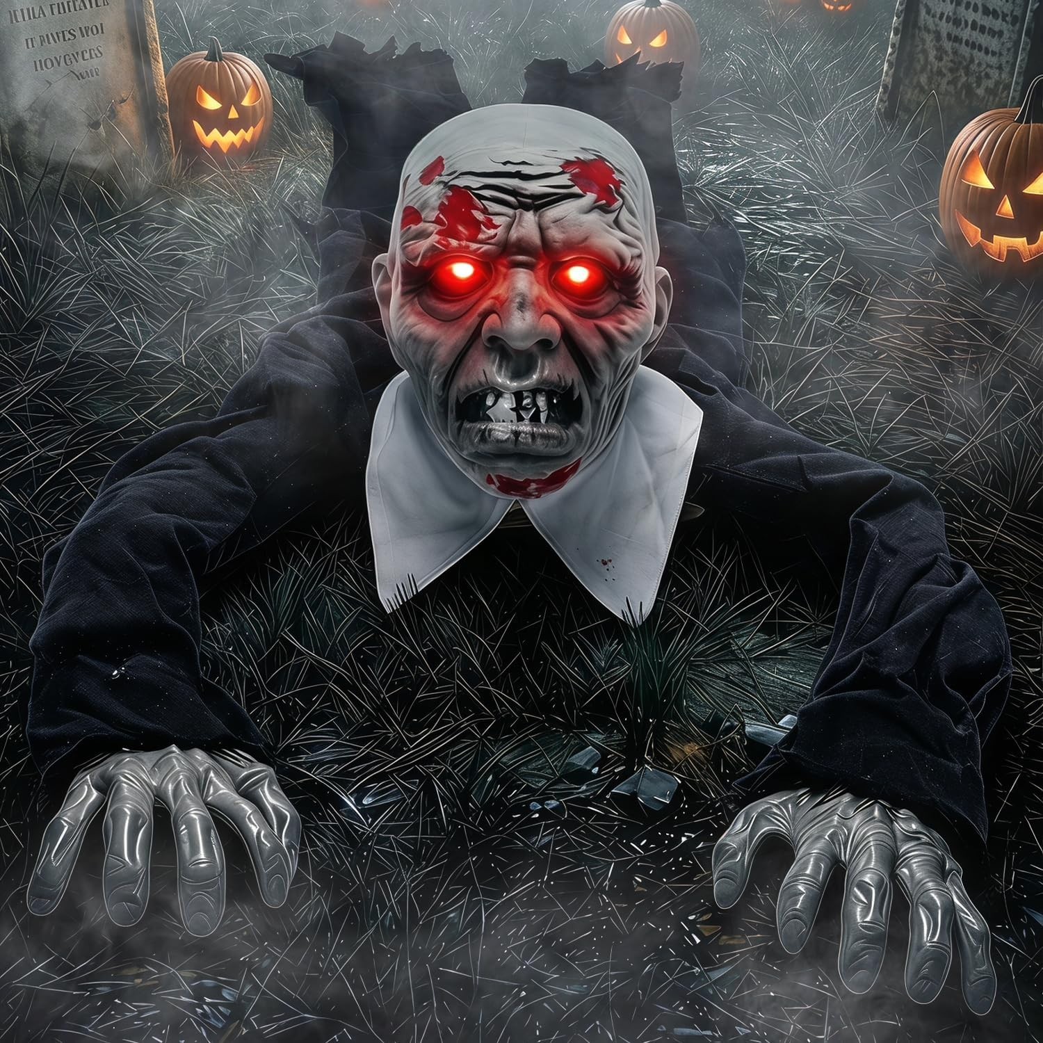 Crawling Zombie Graveyard Prop: Animated Halloween Decoration with Scary Sounds