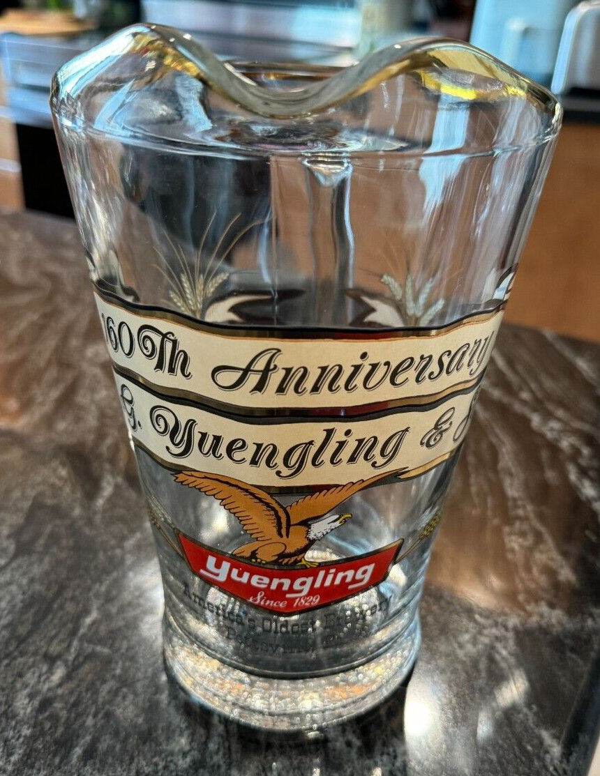 RARE YUENGLING\'S BEER GLASS PITCHER 160TH ANNIV YUENGLING BRG CO POTTSVILLE PA