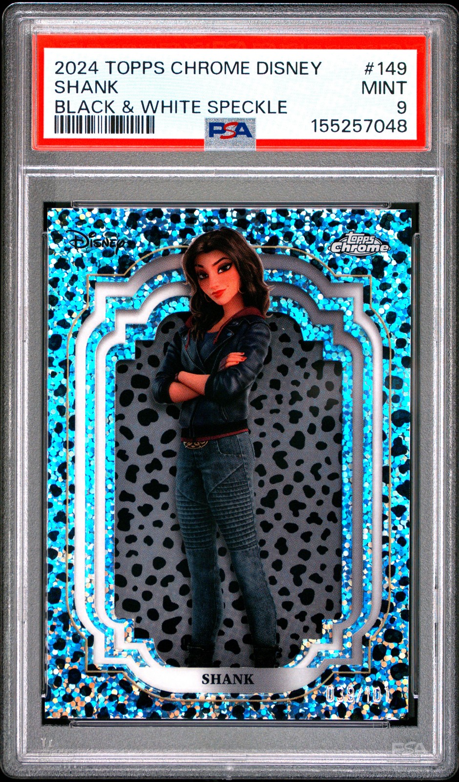 2024 Topps Chrome Disney #149 Shank Black & White Speckle /101 PSA 9