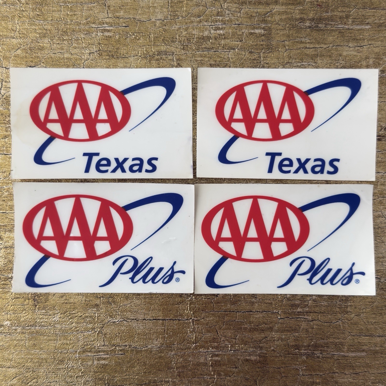 4 VTG AAA Texas Plus Automobile Association Sticker Decal Set Gas Oil Sign Promo 4 VTG AAA Texas Plus Automobile Association Sticker Decal Set Gas Oil Sign Promo