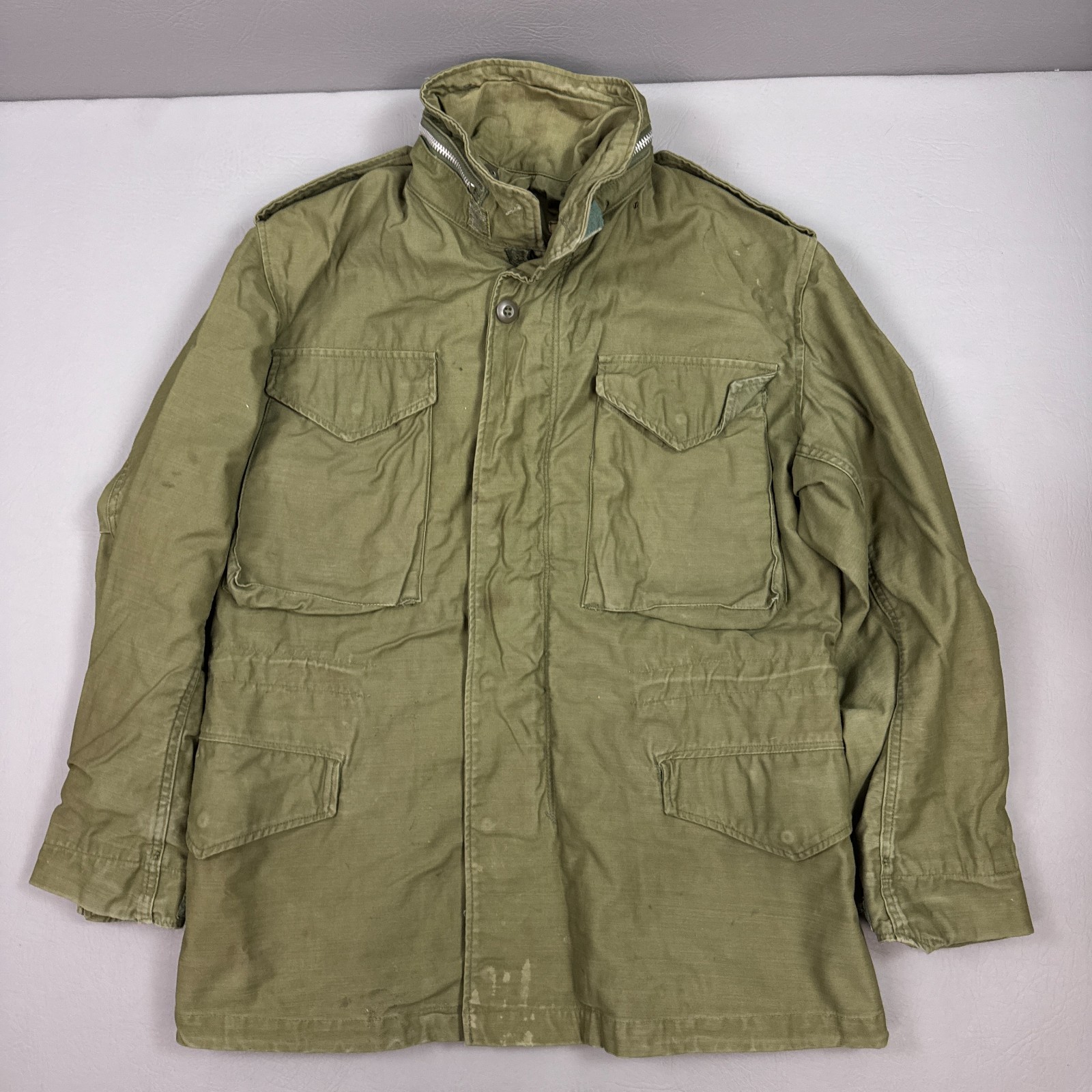 Vintage US Military Jacket Mens Small Green OG 107 Field Coat 60s Vietnam War
