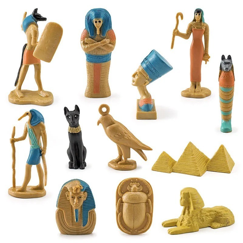  12pcs Set Ancient Egypt Sphinx Pyramid Mummy Queen Isis Mini Model vintage