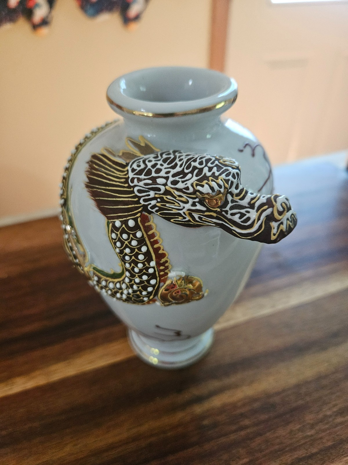 Vintage Dragon Porcelain Vase 6