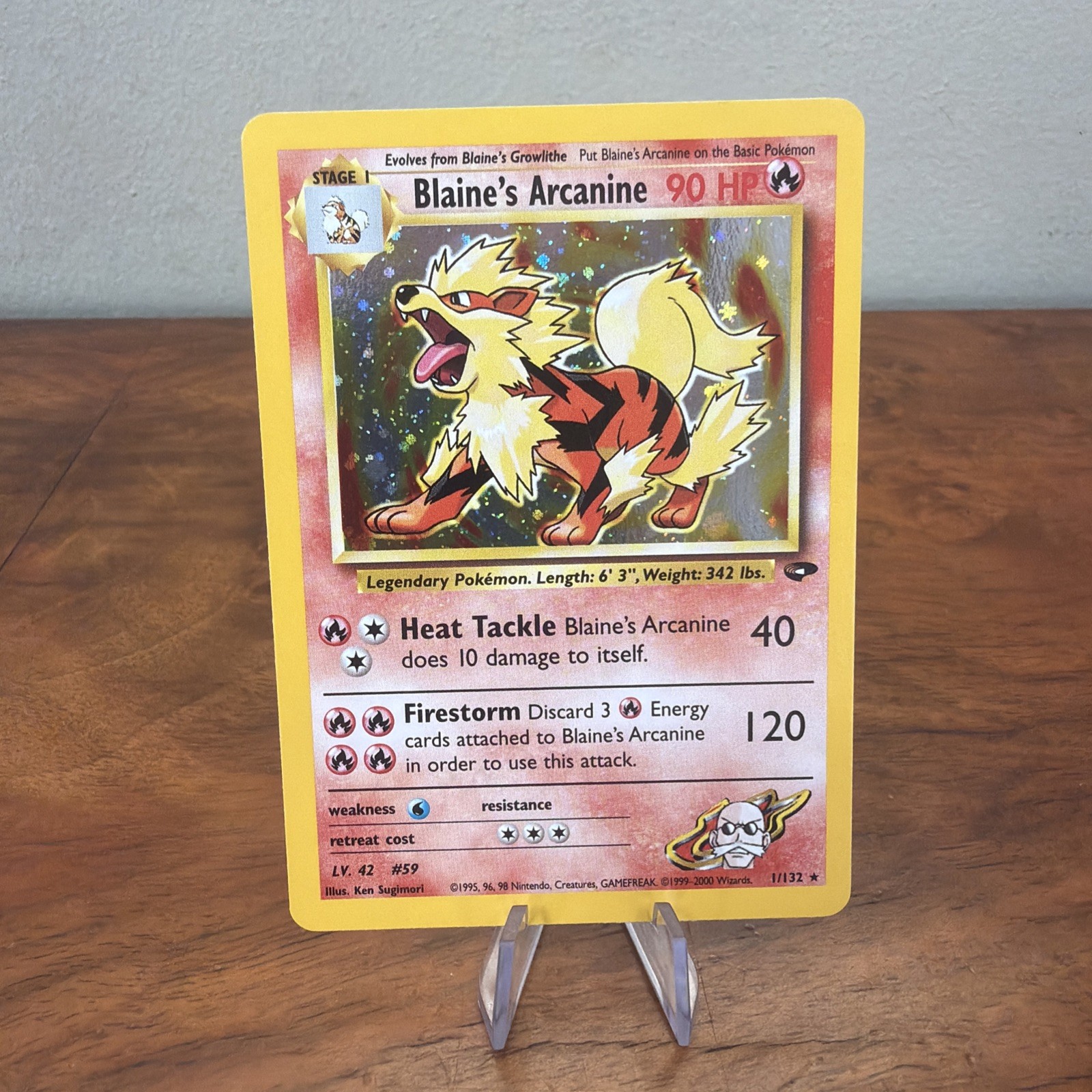 Blaine's Arcanine 1/132 Holo Gym Challenge Unlimited Vintage Pokemon Card LP-NM