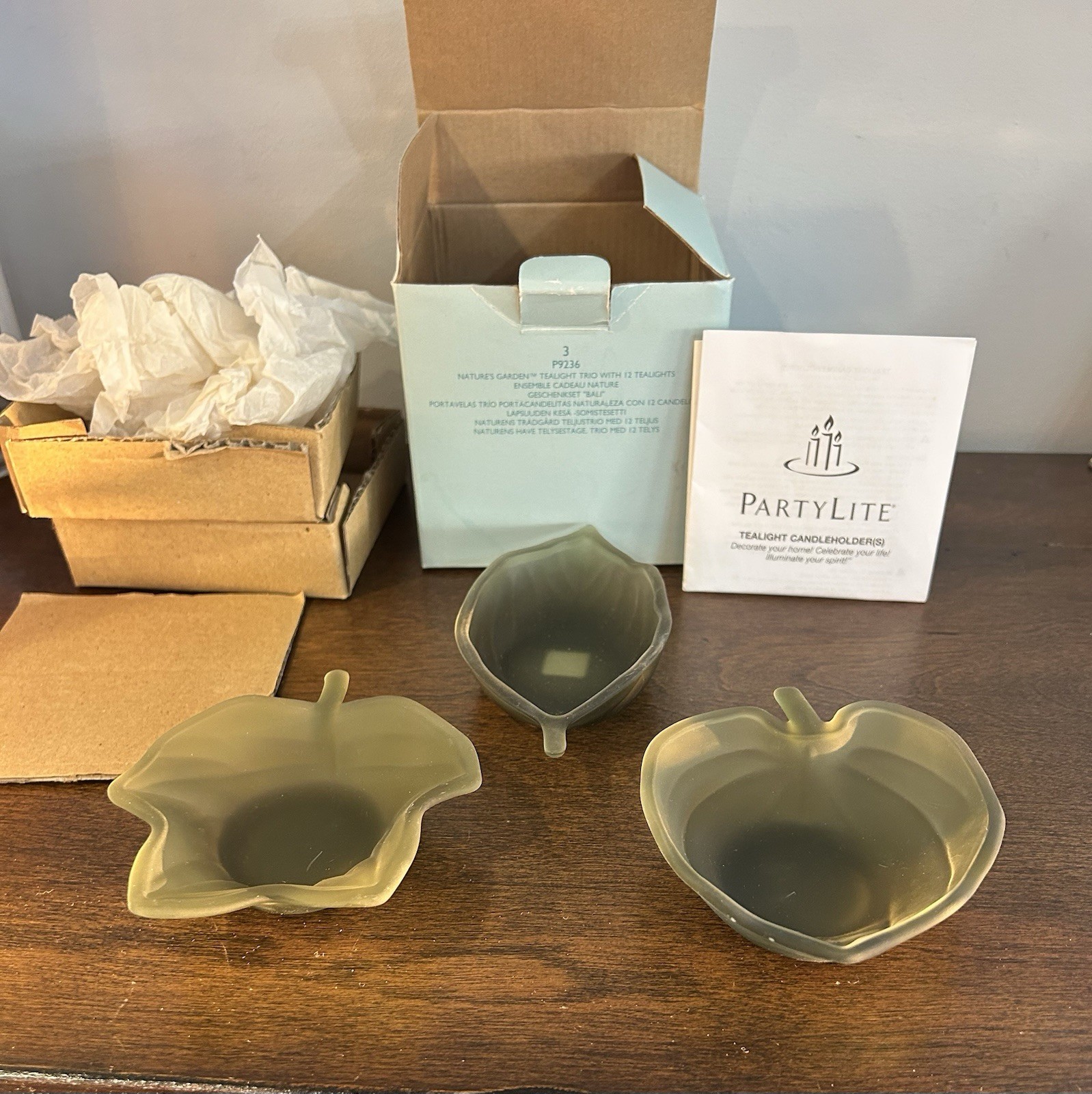 Partylite Nature\'s Garden Tealight Candle Holder Set of 3 Open In Box Never Used