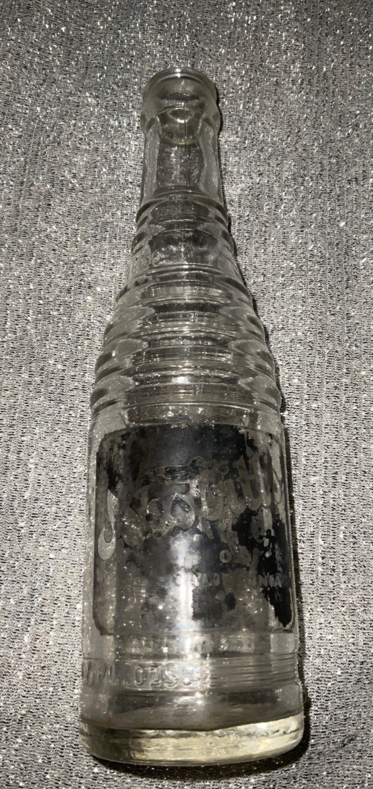 Vintage 1954 Nesbitt's of California 7 oz Soda Bottle Clear Ribbed Glass