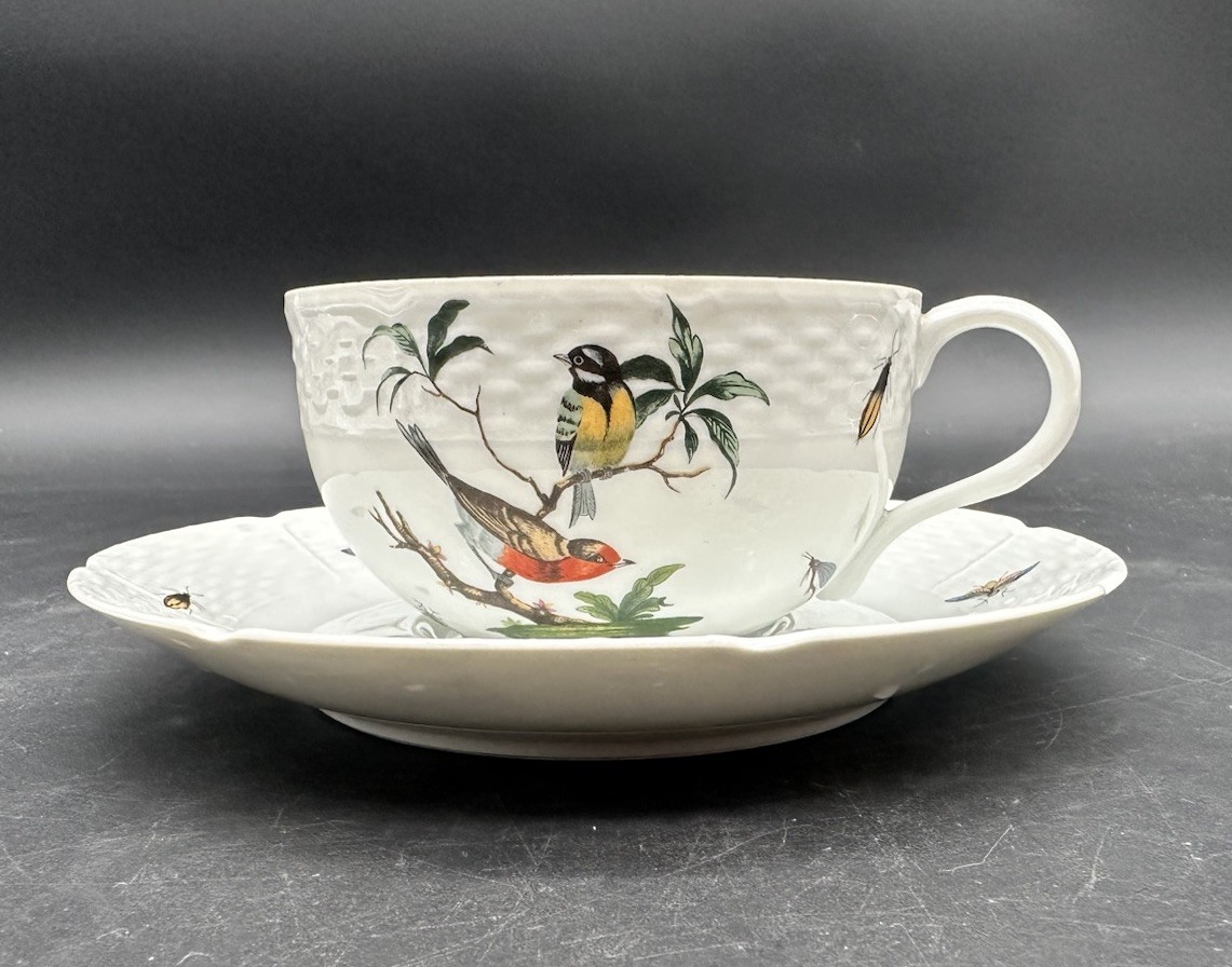 Ceralene A. Raynaud Limoges Les Oiseaux Oversized Coffee Cup & Saucer Set EUC
