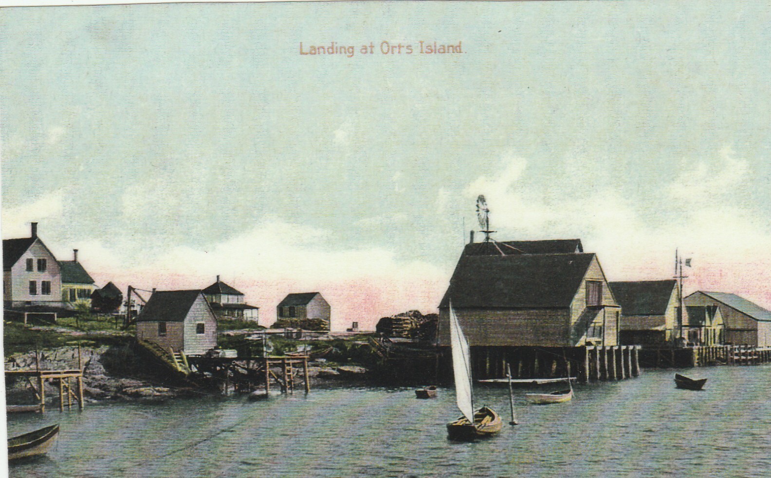 HARPSWELL MAINE NICE OLD VIEW OF THE LANDING AT ORRS ISLAND photo