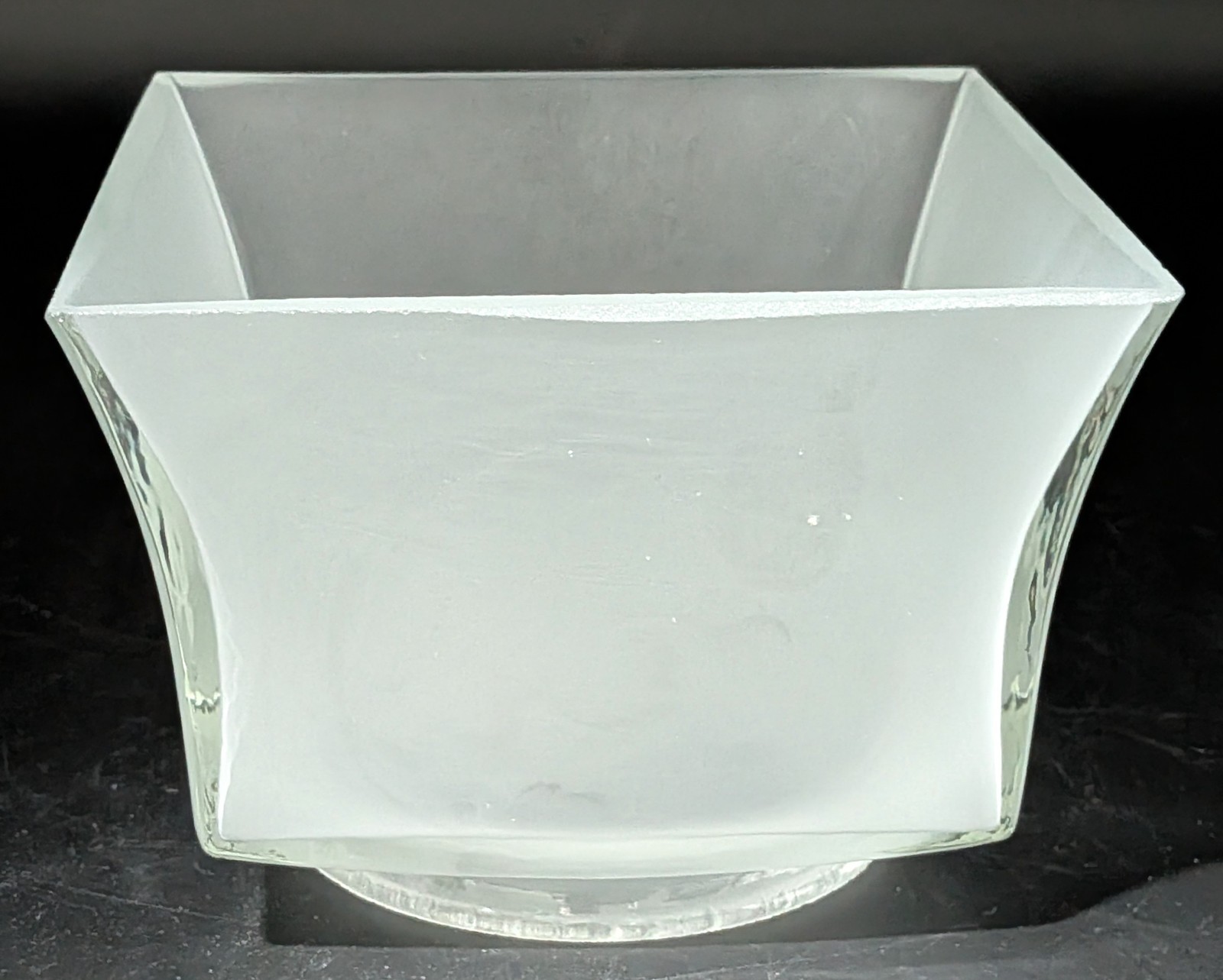NOS 5-1/2“ Square Mission Arts & Craft Etched Gas Glass Shades, 4” Fitter