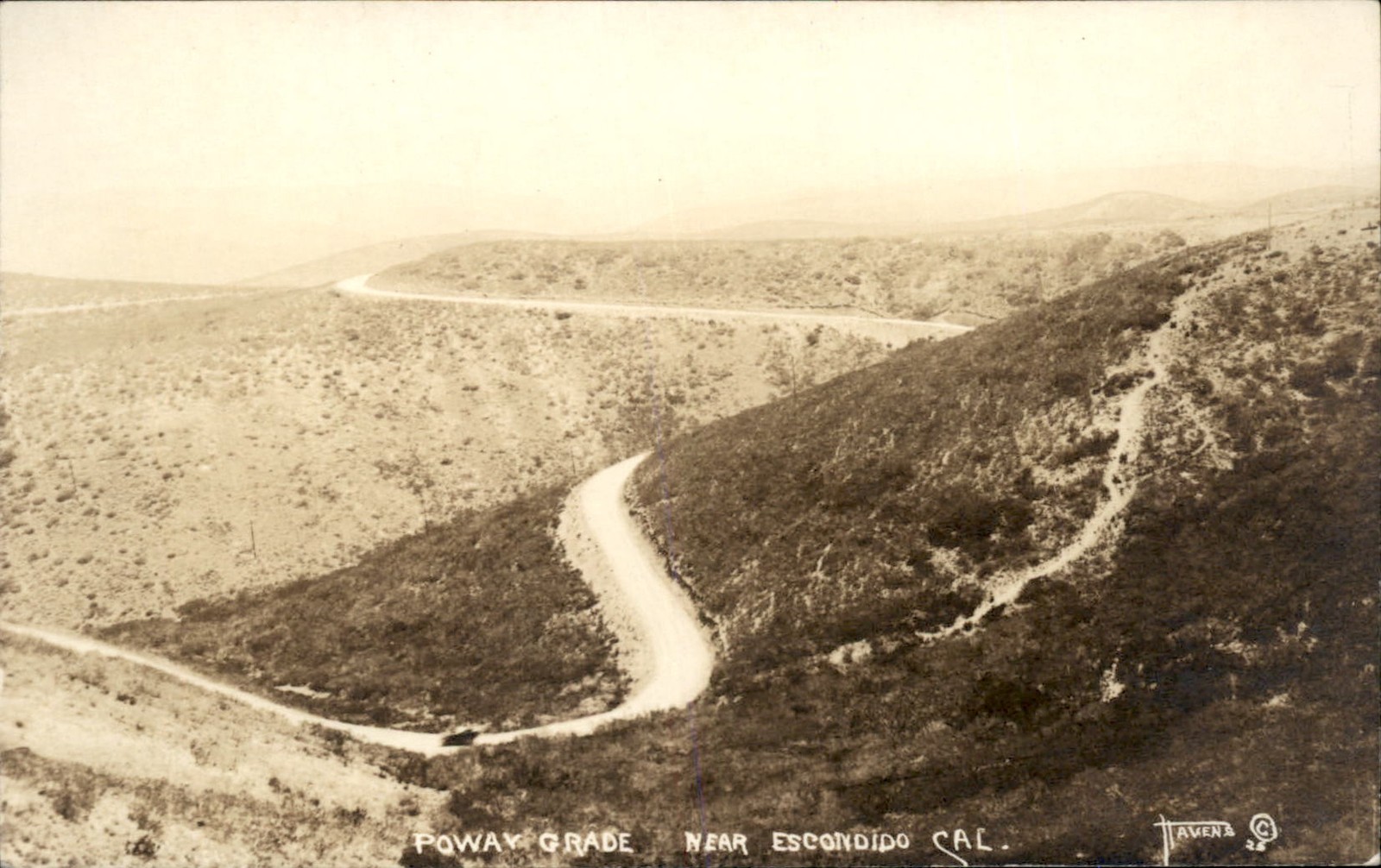 Escondido CA Winding Road Havens c1920s-30s Real Photo Vintage Postcard bhn