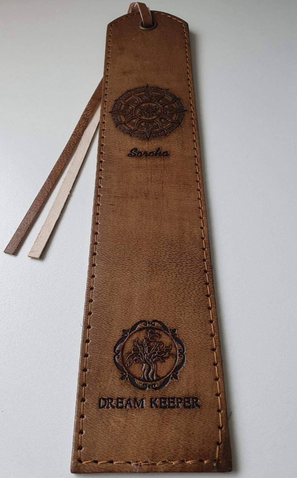 Leather Bookmark Sun Design