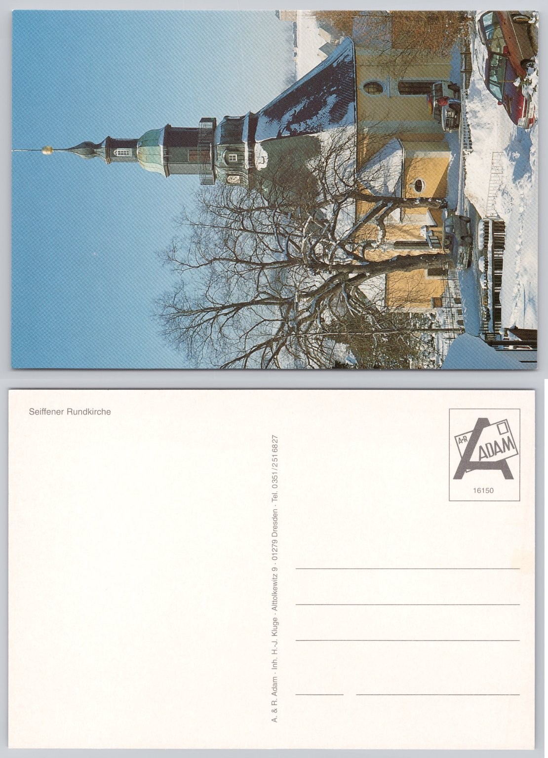 Seiffen Round Church Germany Postcard Winter Landscape A. & R. Adam