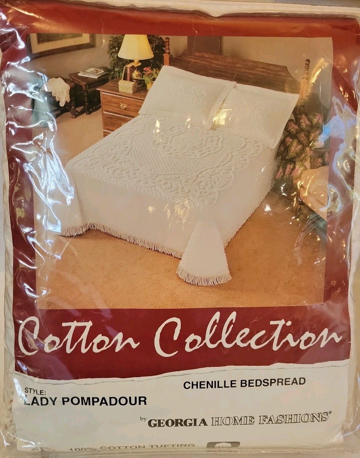 NEW Cotton Chenille Lady Pompadour  Bedspread  Full Size Cottagecore Fringe