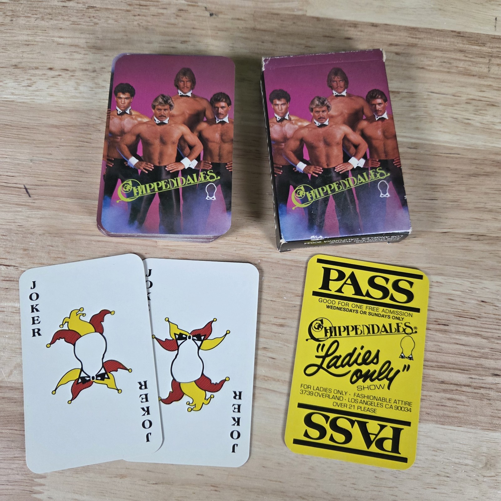 Vintage Chippendales Playing Cards Deck w/ Original Box & Ladies Only Pass 1980s