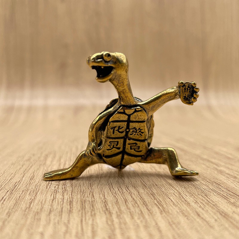 Lucky Brass Turtle Figurine Chinese Wealth Fortune Tortoise Desk Decor Gift
