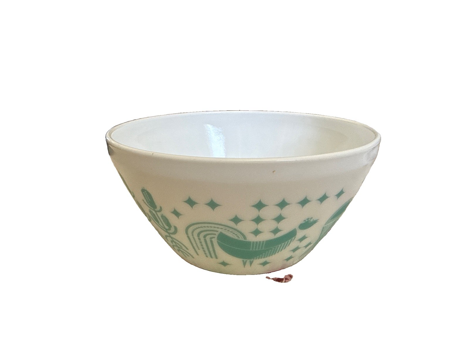 Vintage Charm Inspired by Pyrex Bowl 6C/1.4L White & Turquoise Rise N’ Shine