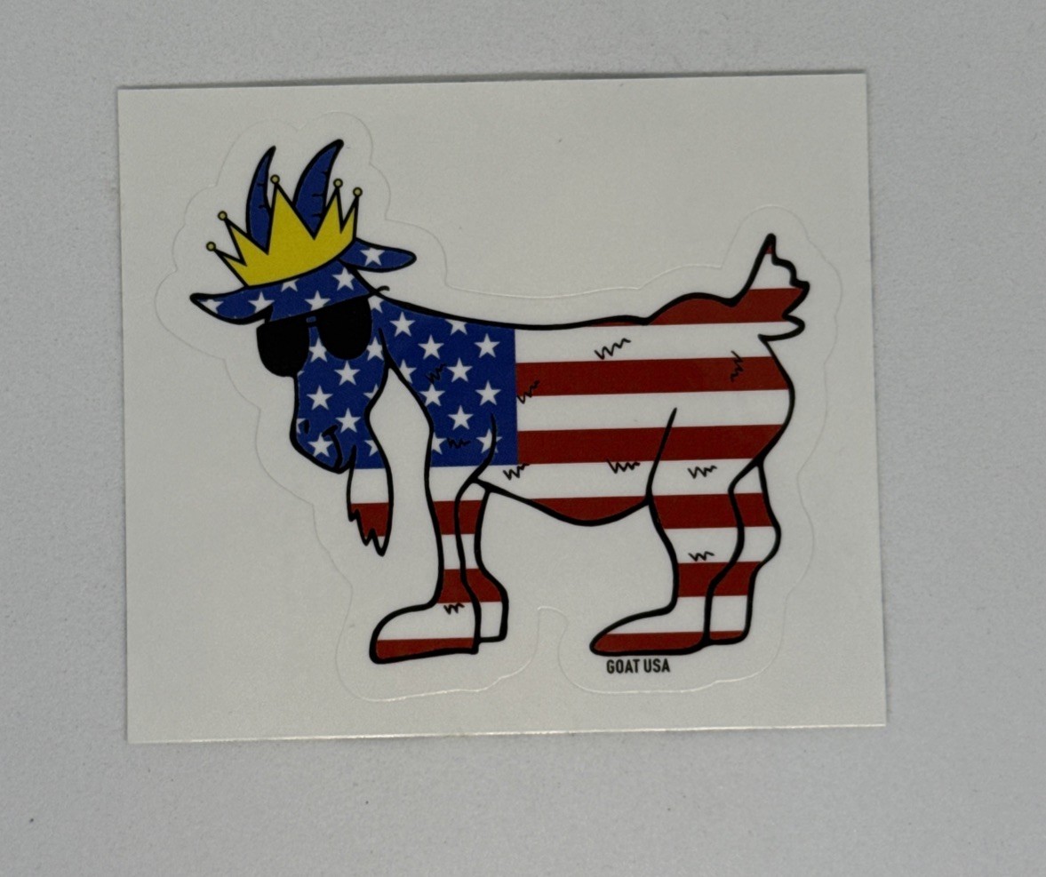 Goat USA American Flag Goat Sticker Authentic Chuck The Goat USA Decal