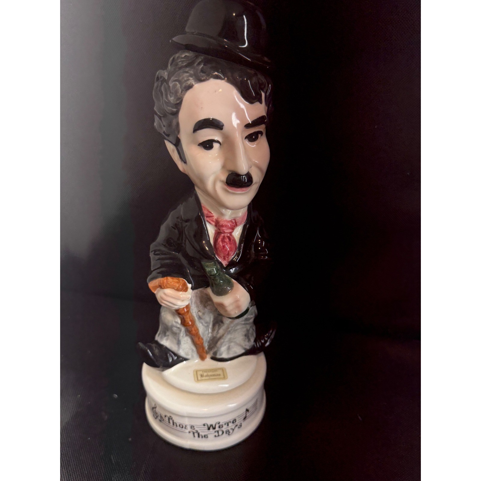 Vintage Charlie Chaplin Music Box Figurine Those Were The Days Ceramic Statue