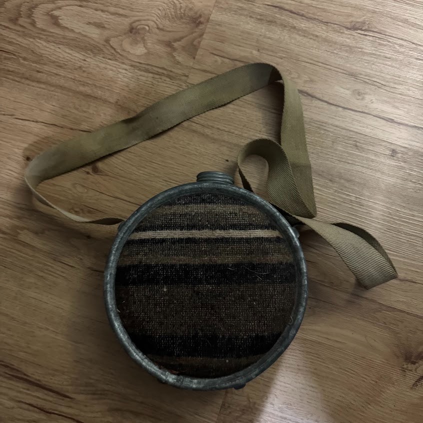 Vintage Antique 1950 Military Boyco Canteen Metal Cloth Cover Canvas Strap & Cap