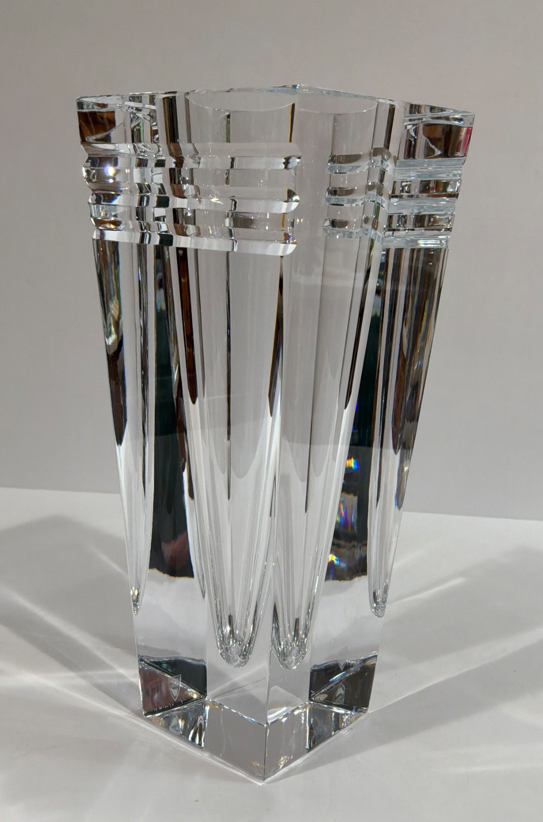 ORREFORS Crystal Horizon Arizona  Vase 10” Jan Johansson Sweden Signed GORGEOUS