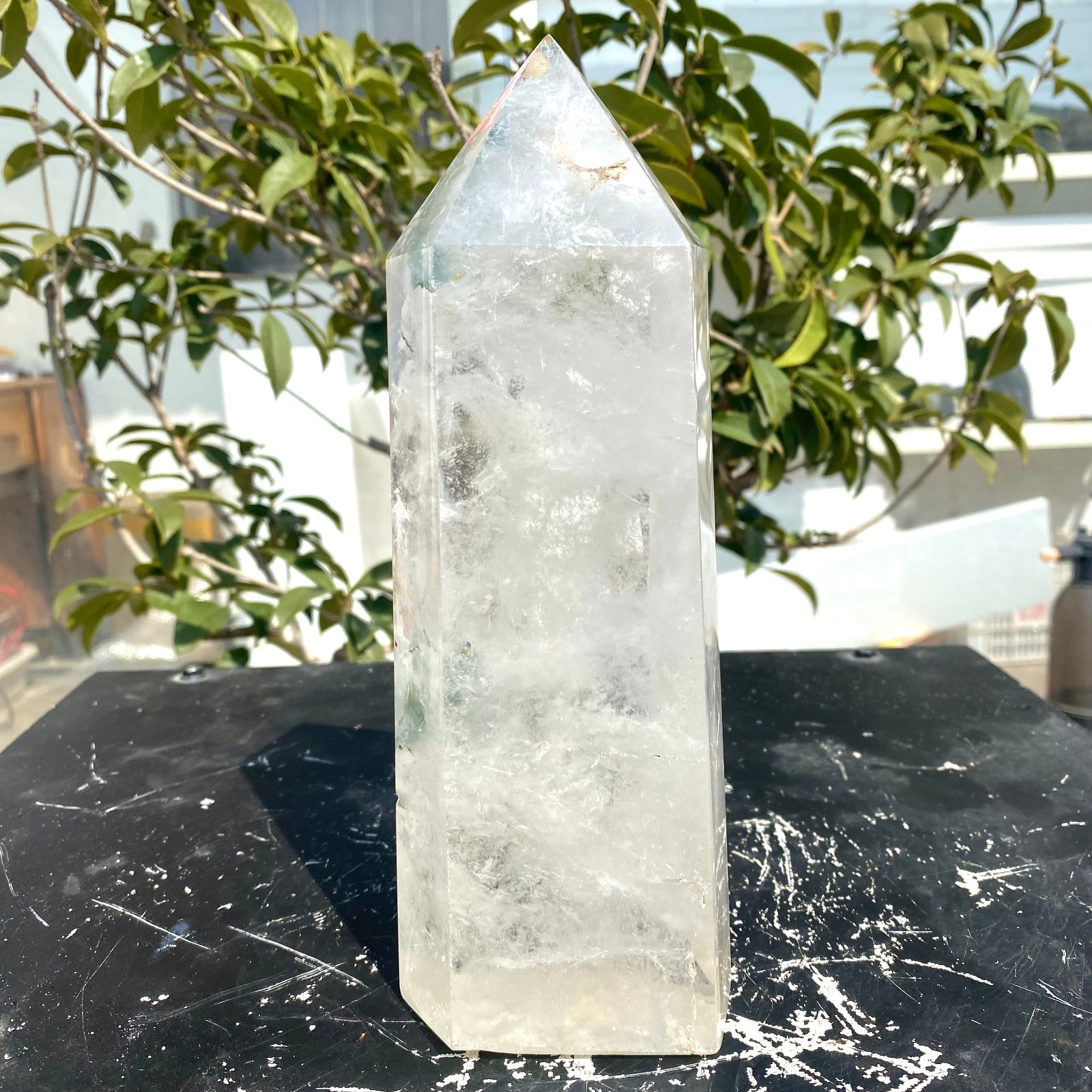 3.49LB Large Natural clear quartz obelisk white crystal energy column healing
